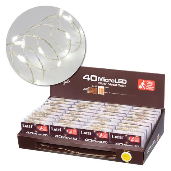 Immagine di CATENA LIN. 40LED BIANCO FREDDO 4MT LUCE FISSA BATTERIA