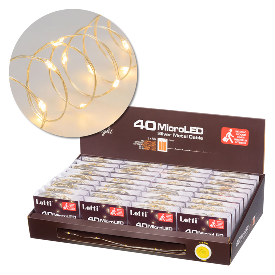 Immagine di CATENA LIN. 40LED BIANCO CALDO 4MT LUCE FISSA BATTERIA